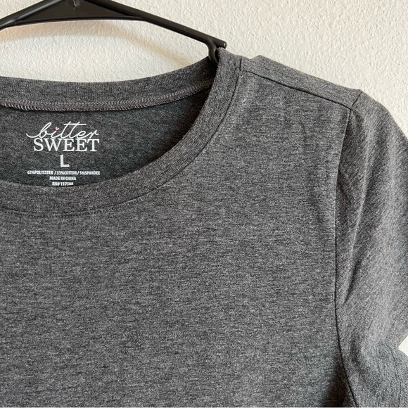 Bitter Sweet Short Sleeve Charcoal Gray Fitted Mini Dress - Picture 2 of 3